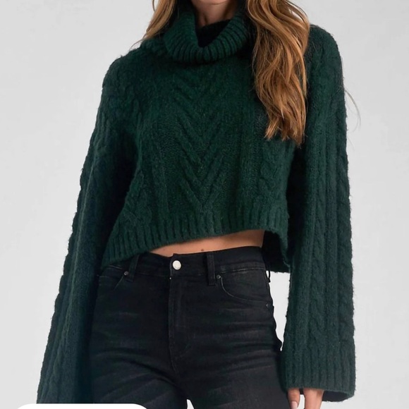 NWT Elan Hunter Green Cable knit sweater SIZE S Med and Large - Picture 1 of 2